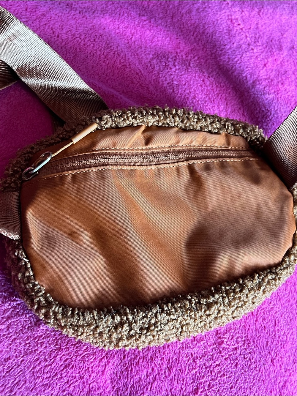 Warm Teddy Brown Sherpa Belt Bag - Picture 5 of 6